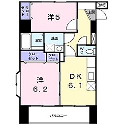 オーレオール 2DKの間取図画像