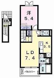 プラティーヌ1 1LDKの間取図画像