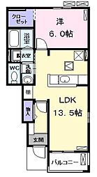 Ｄｉａ　Ｃｒａｎｅ　IIIＢ 1階1LDKの間取り