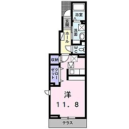 フィオーレ美眞 1階ワンルームの間取り