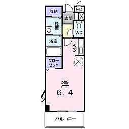 レフィナードK1 ワンルームの間取図画像
