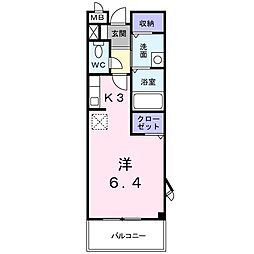レフィナードK1 ワンルームの間取図画像