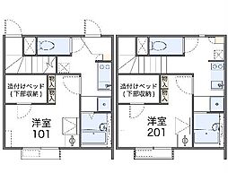 京王線 多磨霊園駅 徒歩6分の賃貸アパート 1階1Kの間取り