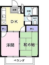 メゾンアサバ 2DKの間取図画像