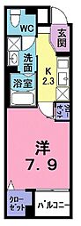 オレンティア 1Kの間取図画像