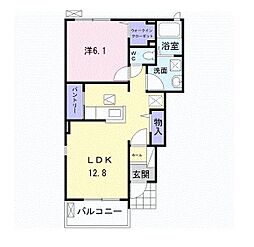 ガーデン　フィオーレ　II 1階1LDKの間取り