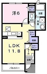 アンジュエールＣ 1階1LDKの間取り
