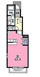 名鉄瀬戸線 水野駅 徒歩19分の賃貸アパート 1階ワンルームの間取り