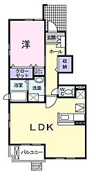 バロンドールII 1階1LDKの間取り