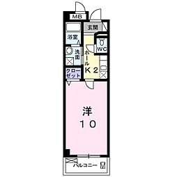 エストグランディール 1Kの間取図画像