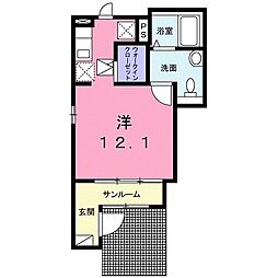 JR中央本線 新守山駅 徒歩6分の賃貸アパート 1階ワンルームの間取り