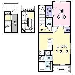 ロジェ 1LDKの間取図画像
