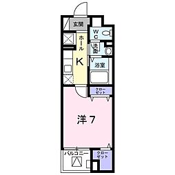 リヴェール 1Kの間取図画像