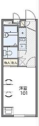 レオパレスコートアベV 2階1Kの間取り