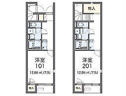 レオネクストＷｉｎｄ　Ｂｅｌｌ 2階1Kの間取り