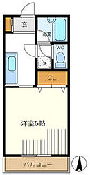 京王相模原線 京王堀之内駅 徒歩15分の賃貸アパート 1階1Kの間取り