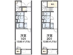 JR横浜線 八王子みなみ野駅 徒歩13分の賃貸アパート 2階1Kの間取り