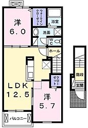 ミニョン・ポム 2階2LDKの間取り