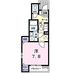 ピアチェーヴォレ 1階1Kの間取り