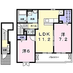 フルトモーアB 2LDKの間取図画像