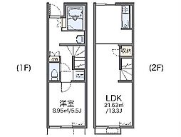JR横浜線 八王子みなみ野駅 徒歩16分の賃貸アパート 1階1LDKの間取り