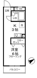昭島コートエレガンスエルーB 1Kの間取図画像