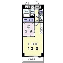 京王相模原線 南大沢駅 徒歩10分の賃貸マンション 5階1LDKの間取り
