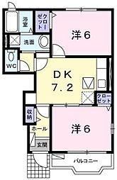 ウィステリア1 2DKの間取図画像