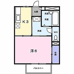 クレストールタナカ3 1Kの間取図画像