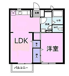イケガヤコーポ2 1LDKの間取図画像