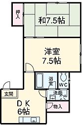 アパートメントオーランド 3階2DKの間取り