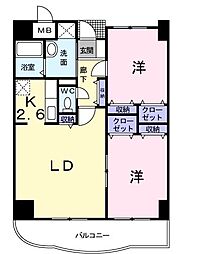 グレースヴィレッジ 2LDKの間取図画像