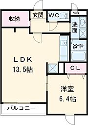 クリオ2 1LDKの間取図画像