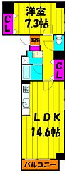 ラコルタ南浦和Sta. 1LDKの間取図画像
