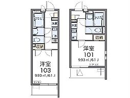 クレイノ与野 1Kの間取図画像
