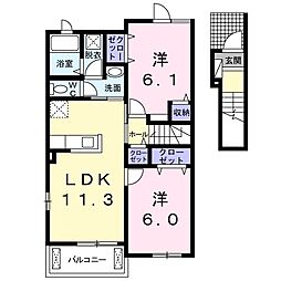 ミルトヴィレッジ1 2LDKの間取図画像
