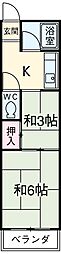 京急本線 大森町駅 徒歩14分の賃貸マンション 4階2Kの間取り