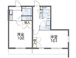 レオパレスKC1 1Kの間取図画像