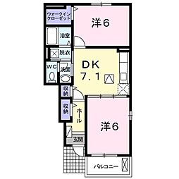 ＥＡＳＴ・ＳＩＤＥ　壱番館 1階2DKの間取り