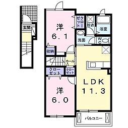 ソラーレ二ツ橋 2LDKの間取図画像