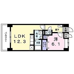 グリンデルヴァルト 1LDKの間取図画像