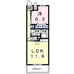 グランドリーフ 1LDKの間取図画像