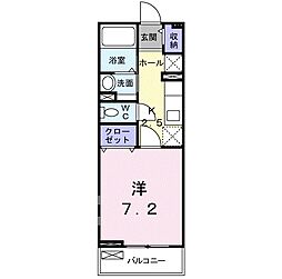 プラシード 1Kの間取図画像