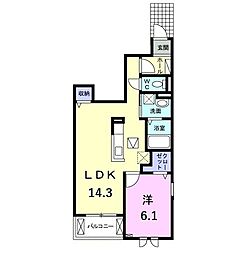 JR南武線 中野島駅 徒歩10分の賃貸アパート 1階1LDKの間取り