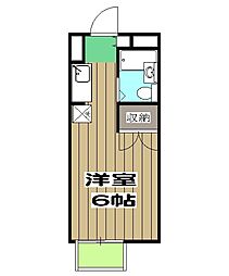 カツラフラット 1Kの間取図画像