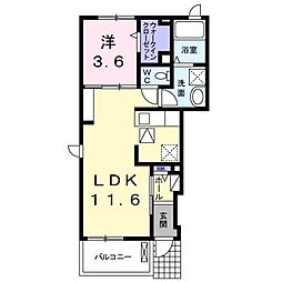 グリーンパーク1 1LDKの間取図画像
