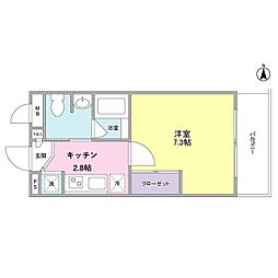 ＰＲＩＮＣＥ久我山 1階1Kの間取り