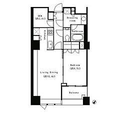 東京メトロ南北線 目黒駅 徒歩6分の賃貸マンション 6階1LDKの間取り
