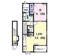 プラシードN 1LDKの間取図画像