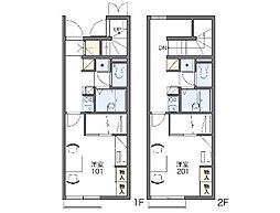 レオパレスフルール 1Kの間取図画像